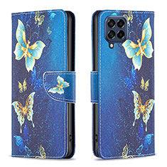 Funda de Cuero Cartera con Soporte Patron de Moda Carcasa B03F para Samsung Galaxy M53 5G Azul Cielo