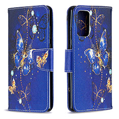 Funda de Cuero Cartera con Soporte Patron de Moda Carcasa B03F para Samsung Galaxy Note 20 5G Azul Real