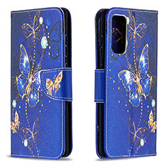 Funda de Cuero Cartera con Soporte Patron de Moda Carcasa B03F para Samsung Galaxy S20 FE (2022) 5G Azul Real