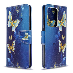 Funda de Cuero Cartera con Soporte Patron de Moda Carcasa B03F para Samsung Galaxy S20 Plus 5G Azul Cielo