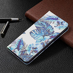 Funda de Cuero Cartera con Soporte Patron de Moda Carcasa B03F para Samsung Galaxy S24 5G Azul