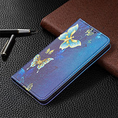 Funda de Cuero Cartera con Soporte Patron de Moda Carcasa B03F para Samsung Galaxy S24 5G Azul Real