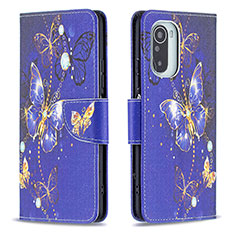 Funda de Cuero Cartera con Soporte Patron de Moda Carcasa B03F para Xiaomi Mi 11i 5G Azul Real