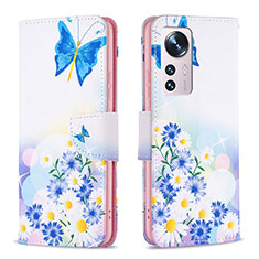 Funda de Cuero Cartera con Soporte Patron de Moda Carcasa B03F para Xiaomi Mi 12S 5G Azul