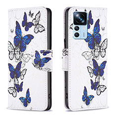 Funda de Cuero Cartera con Soporte Patron de Moda Carcasa B03F para Xiaomi Mi 12T 5G Azul