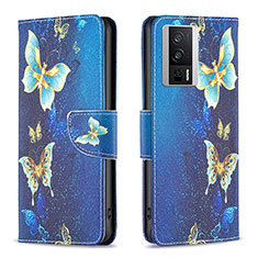 Funda de Cuero Cartera con Soporte Patron de Moda Carcasa B03F para Xiaomi Poco F5 Pro 5G Azul Cielo