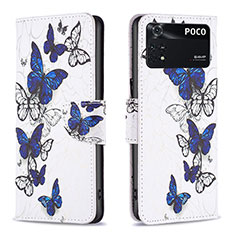 Funda de Cuero Cartera con Soporte Patron de Moda Carcasa B03F para Xiaomi Poco M4 Pro 4G Azul