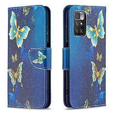 Funda de Cuero Cartera con Soporte Patron de Moda Carcasa B03F para Xiaomi Redmi 10 (2022) Azul Cielo