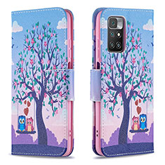 Funda de Cuero Cartera con Soporte Patron de Moda Carcasa B03F para Xiaomi Redmi 10 (2022) Purpura Claro