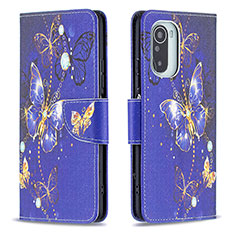 Funda de Cuero Cartera con Soporte Patron de Moda Carcasa B03F para Xiaomi Redmi K40 5G Azul Real