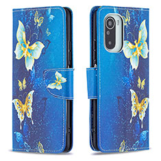 Funda de Cuero Cartera con Soporte Patron de Moda Carcasa B03F para Xiaomi Redmi K40 Pro 5G Azul Cielo