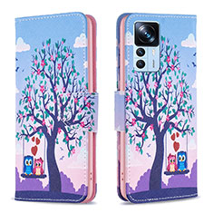 Funda de Cuero Cartera con Soporte Patron de Moda Carcasa B03F para Xiaomi Redmi K50 Ultra 5G Purpura Claro