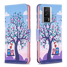 Funda de Cuero Cartera con Soporte Patron de Moda Carcasa B03F para Xiaomi Redmi K60 Pro 5G Purpura Claro