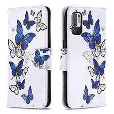 Funda de Cuero Cartera con Soporte Patron de Moda Carcasa B03F para Xiaomi Redmi Note 10T 5G Azul