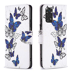 Funda de Cuero Cartera con Soporte Patron de Moda Carcasa B03F para Xiaomi Redmi Note 11 4G (2022) Azul