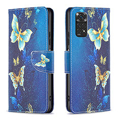 Funda de Cuero Cartera con Soporte Patron de Moda Carcasa B03F para Xiaomi Redmi Note 11 4G (2022) Azul Cielo