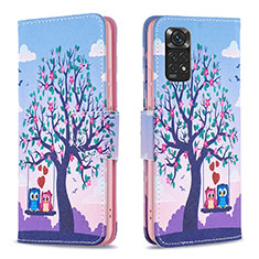 Funda de Cuero Cartera con Soporte Patron de Moda Carcasa B03F para Xiaomi Redmi Note 11 4G (2022) Purpura Claro