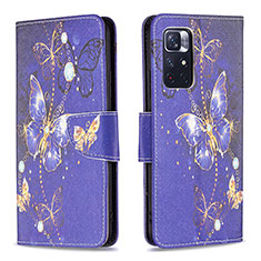 Funda de Cuero Cartera con Soporte Patron de Moda Carcasa B03F para Xiaomi Redmi Note 11 5G Azul Real