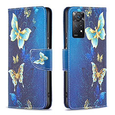 Funda de Cuero Cartera con Soporte Patron de Moda Carcasa B03F para Xiaomi Redmi Note 11 Pro 4G Azul Cielo