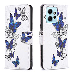 Funda de Cuero Cartera con Soporte Patron de Moda Carcasa B03F para Xiaomi Redmi Note 12 4G Azul