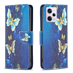 Funda de Cuero Cartera con Soporte Patron de Moda Carcasa B03F para Xiaomi Redmi Note 12 Explorer Azul Cielo