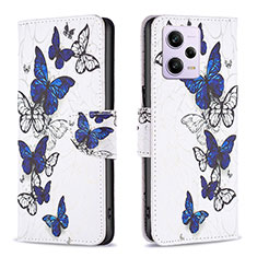 Funda de Cuero Cartera con Soporte Patron de Moda Carcasa B03F para Xiaomi Redmi Note 12 Pro 5G Azul