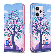 Funda de Cuero Cartera con Soporte Patron de Moda Carcasa B03F para Xiaomi Redmi Note 12 Pro 5G Purpura Claro