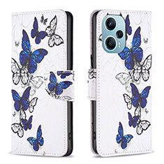 Funda de Cuero Cartera con Soporte Patron de Moda Carcasa B03F para Xiaomi Redmi Note 12 Turbo 5G Azul Real