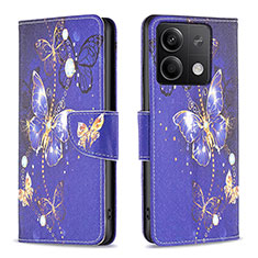 Funda de Cuero Cartera con Soporte Patron de Moda Carcasa B03F para Xiaomi Redmi Note 13 5G Azul Real