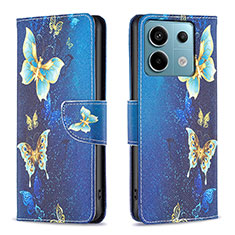 Funda de Cuero Cartera con Soporte Patron de Moda Carcasa B03F para Xiaomi Redmi Note 13 Pro 5G Azul Cielo