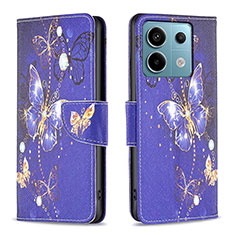 Funda de Cuero Cartera con Soporte Patron de Moda Carcasa B03F para Xiaomi Redmi Note 13 Pro 5G Azul Real