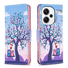 Funda de Cuero Cartera con Soporte Patron de Moda Carcasa B03F para Xiaomi Redmi Note 13 Pro+ Plus 5G Purpura Claro