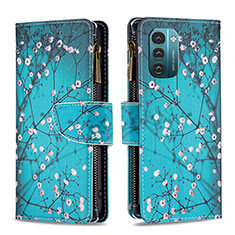 Funda de Cuero Cartera con Soporte Patron de Moda Carcasa B04F para Nokia G11 Cian