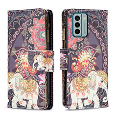 Funda de Cuero Cartera con Soporte Patron de Moda Carcasa B04F para Nokia G22 Marron