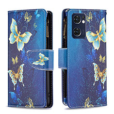 Funda de Cuero Cartera con Soporte Patron de Moda Carcasa B04F para OnePlus Nord CE 2 5G Azul