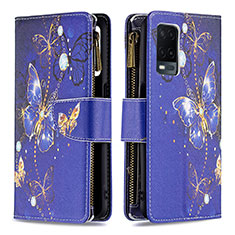 Funda de Cuero Cartera con Soporte Patron de Moda Carcasa B04F para Oppo A54 4G Azul Real