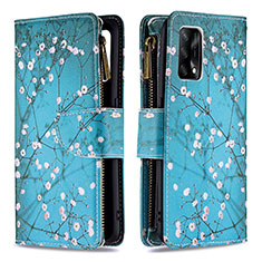 Funda de Cuero Cartera con Soporte Patron de Moda Carcasa B04F para Oppo A74 4G Cian