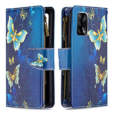 Funda de Cuero Cartera con Soporte Patron de Moda Carcasa B04F para Oppo A95 4G Azul