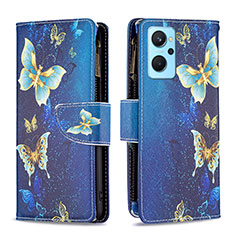 Funda de Cuero Cartera con Soporte Patron de Moda Carcasa B04F para Oppo A96 4G Azul