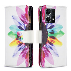 Funda de Cuero Cartera con Soporte Patron de Moda Carcasa B04F para Oppo F21 Pro 4G Multicolor