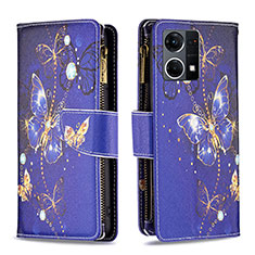 Funda de Cuero Cartera con Soporte Patron de Moda Carcasa B04F para Oppo F21s Pro 4G Azul Real