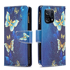 Funda de Cuero Cartera con Soporte Patron de Moda Carcasa B04F para Oppo Find X5 5G Azul