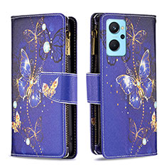 Funda de Cuero Cartera con Soporte Patron de Moda Carcasa B04F para Oppo K10 4G Azul Real