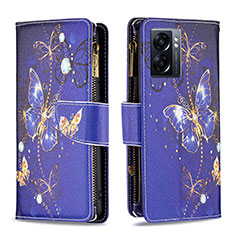 Funda de Cuero Cartera con Soporte Patron de Moda Carcasa B04F para Oppo K10 5G India Azul Real