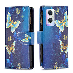 Funda de Cuero Cartera con Soporte Patron de Moda Carcasa B04F para Oppo Reno8 Lite 5G Azul