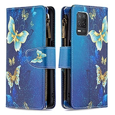 Funda de Cuero Cartera con Soporte Patron de Moda Carcasa B04F para Realme 8 5G Azul