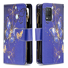 Funda de Cuero Cartera con Soporte Patron de Moda Carcasa B04F para Realme 8 5G Azul Real