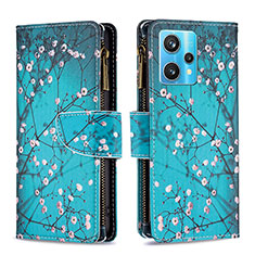 Funda de Cuero Cartera con Soporte Patron de Moda Carcasa B04F para Realme 9 4G Cian