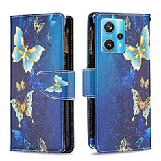 Funda de Cuero Cartera con Soporte Patron de Moda Carcasa B04F para Realme 9 Pro+ Plus 5G Azul