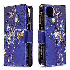 Funda de Cuero Cartera con Soporte Patron de Moda Carcasa B04F para Realme C20 Azul Real